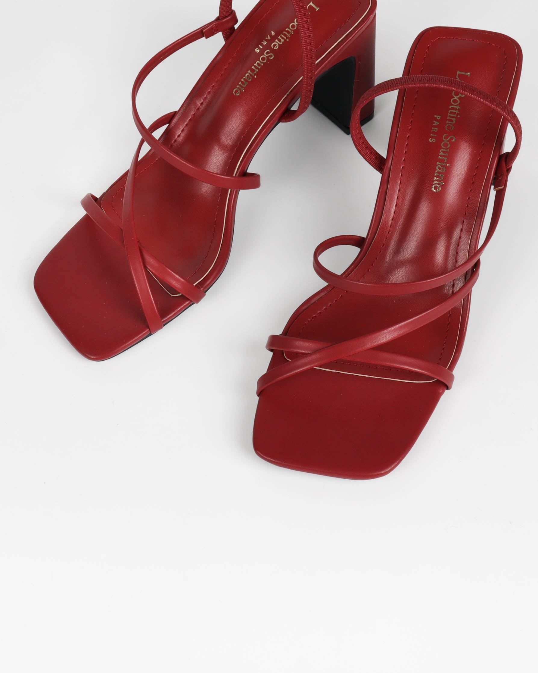 Sandale à talon minimaliste écrue bordeaux