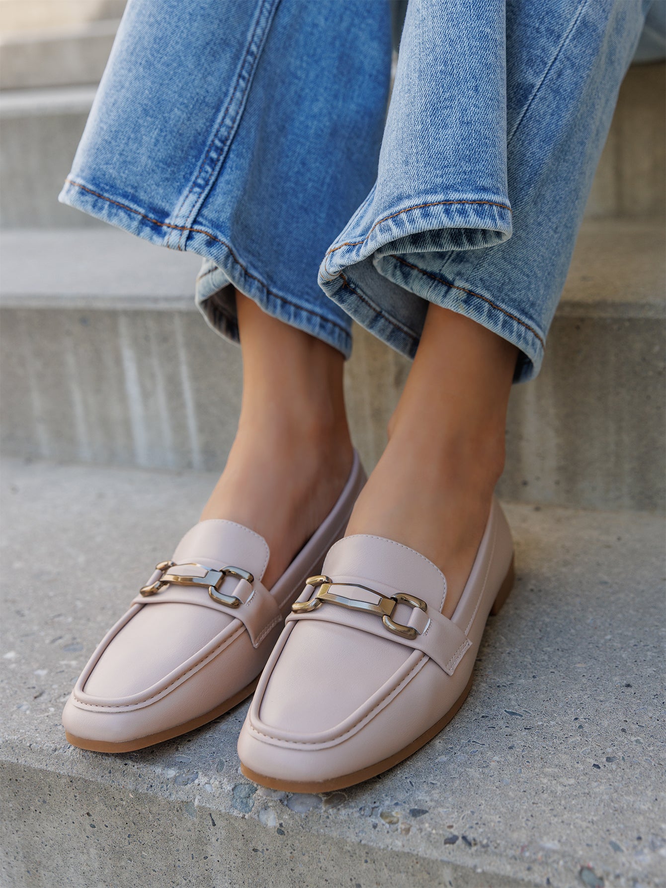 Mocassins en Simili Cuir avec Détail Métallique