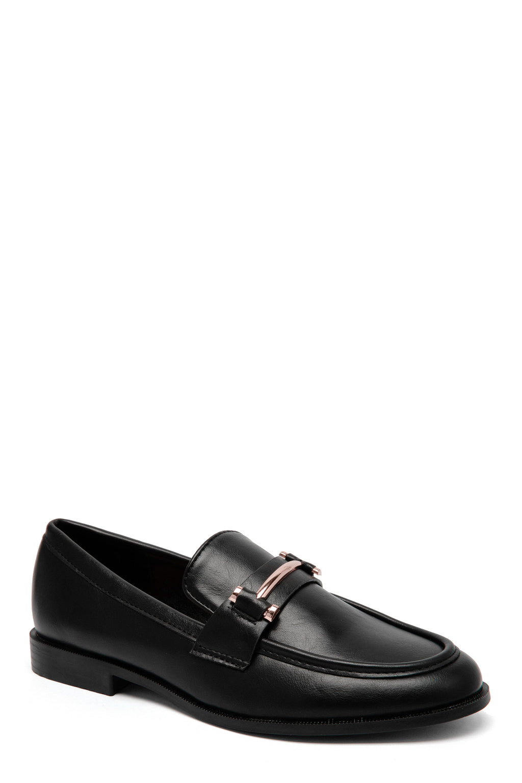 Mocassins noirs élégants à boucle dorée