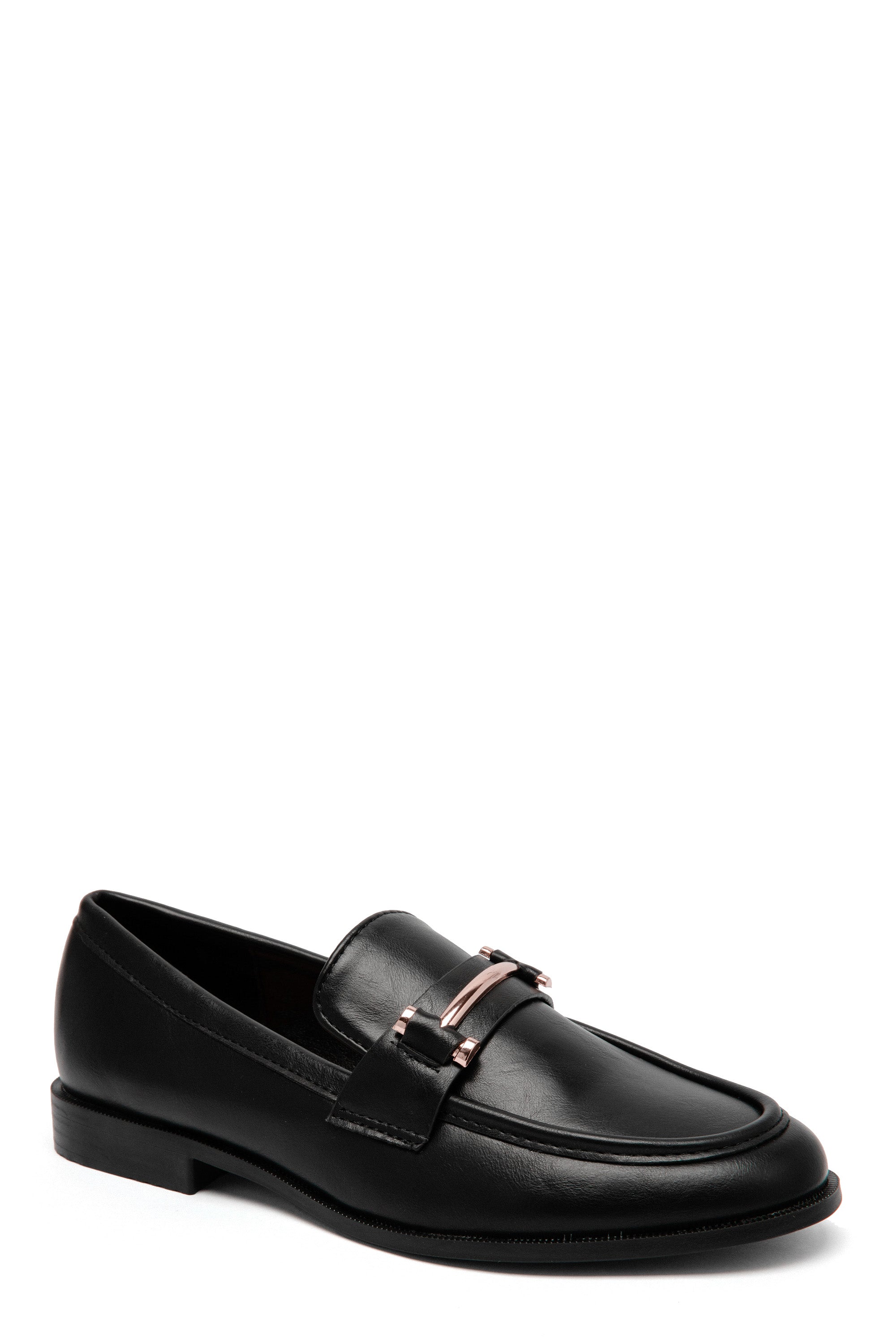 Mocassins noirs élégants à boucle dorée
