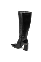 Botte Haute Noires à Talon Bloc avec Détail Doré