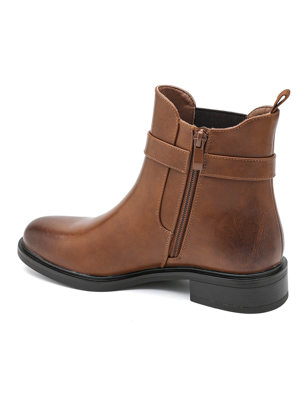 Bottine élégante en camel au design chic et minimaliste