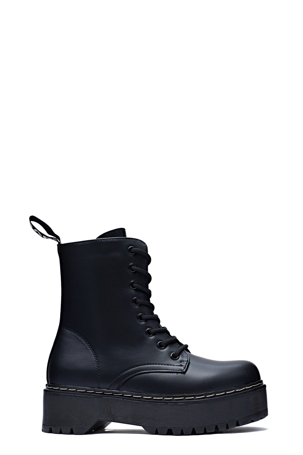 Bottines Militaires à Plateforme et Lacets - Noir Mat