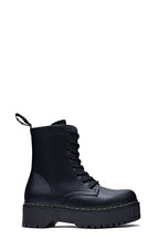 Bottines Militaires à Plateforme et Lacets - Noir Mat