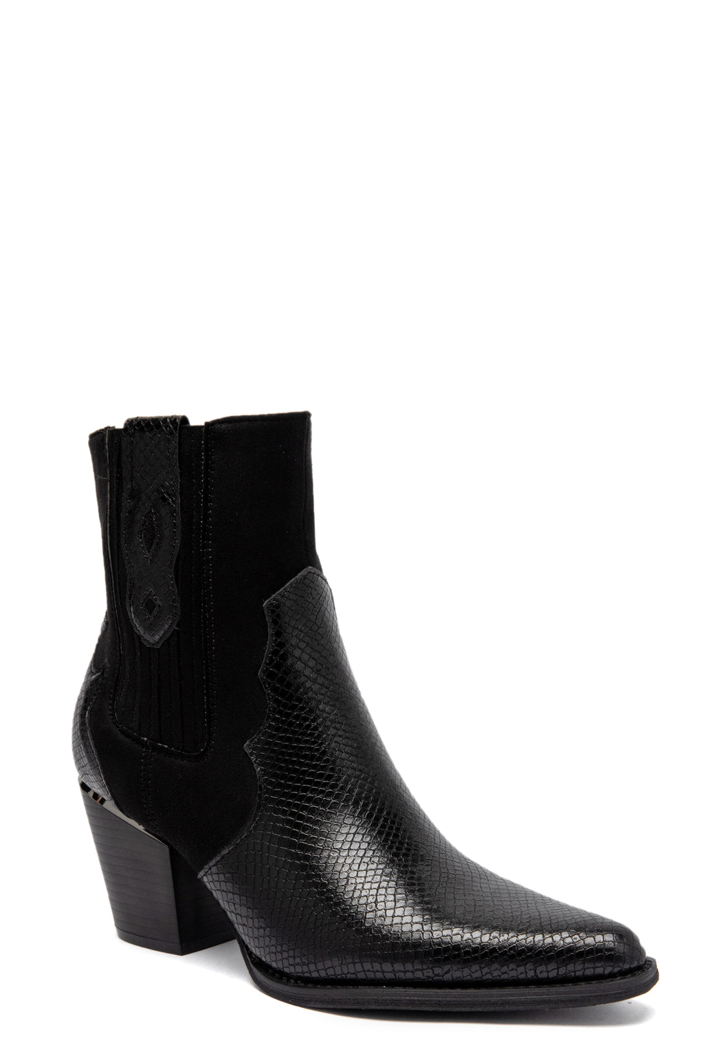 Bottines Style Santiags Bimatière – Noir Effet Serpent