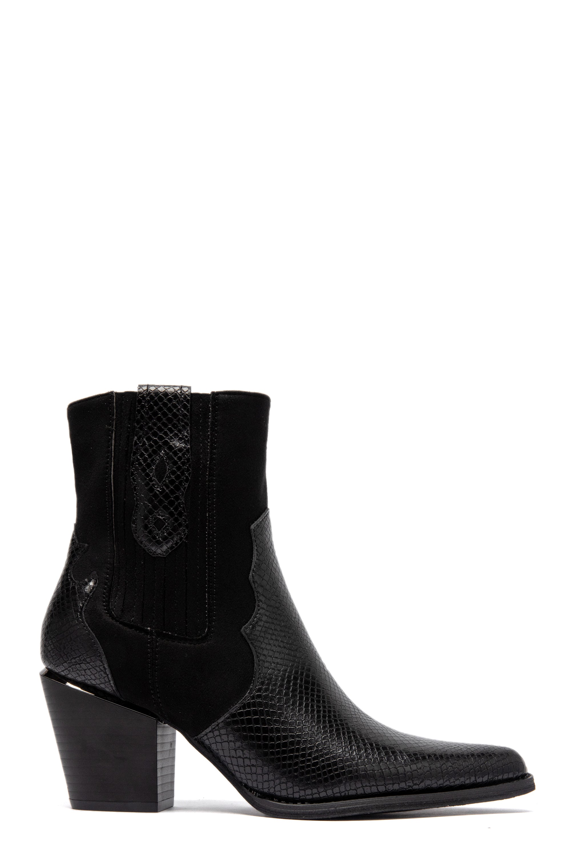Bottines Style Santiags Bimatière – Noir Effet Serpent