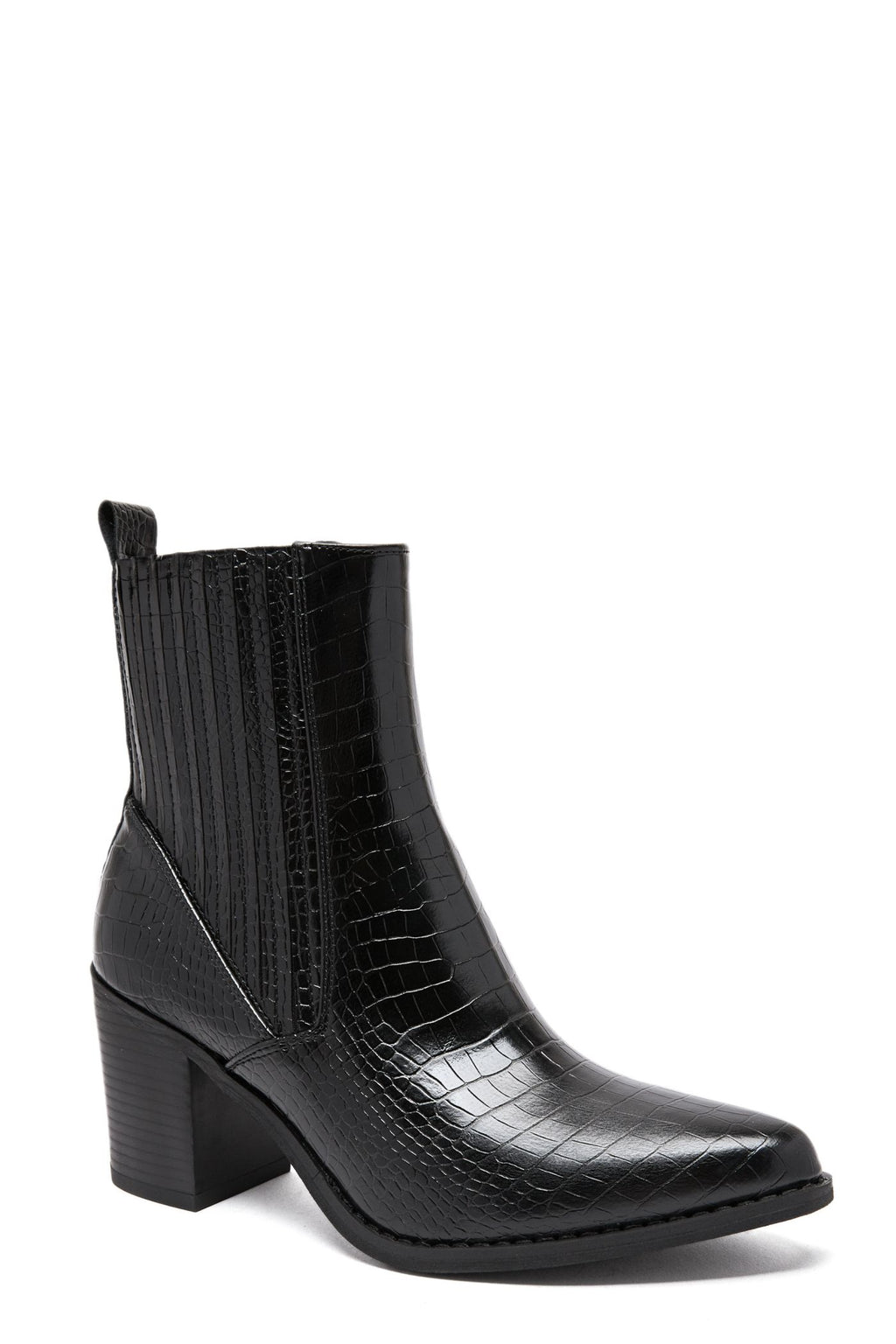 Bottines à Talons en Crocodile Noir