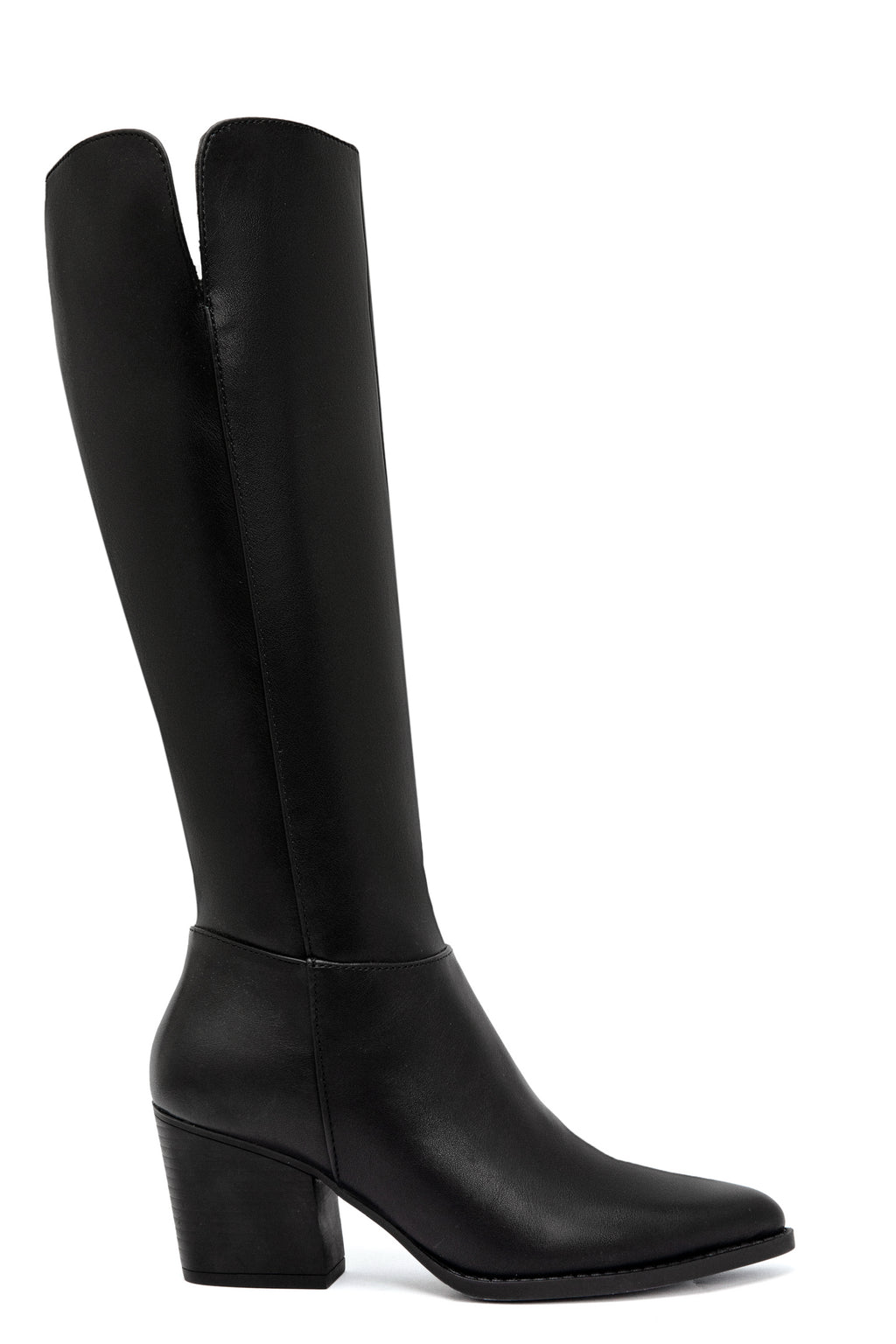 Bottes Hautes Élégantes à Talon Bloc – Noir Mat