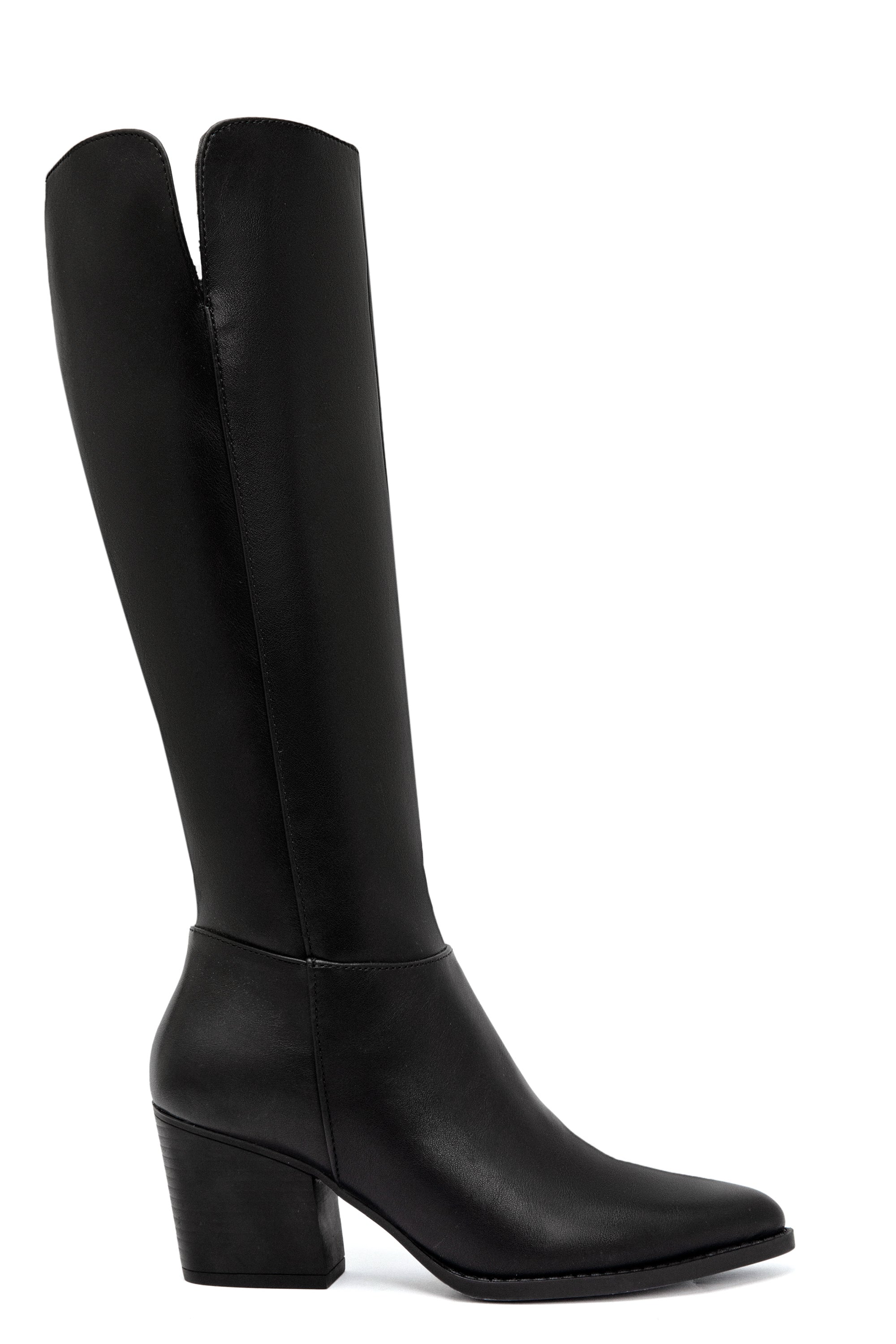 Bottes Hautes Élégantes à Talon Bloc – Noir Mat