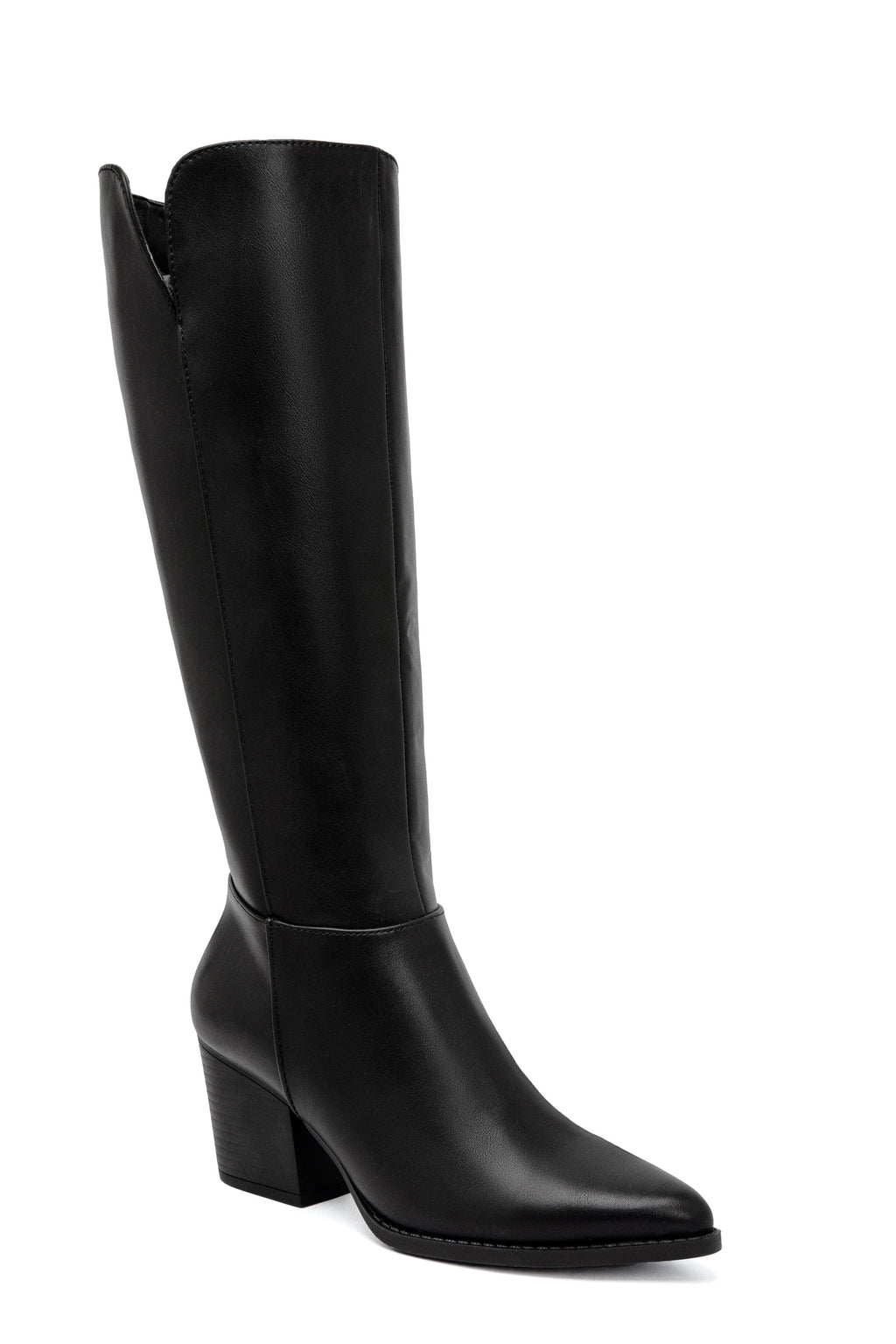 Bottes Hautes Élégantes à Talon Bloc – Noir Mat