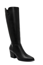 Bottes Hautes Élégantes à Talon Bloc – Noir Mat