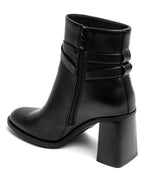 Bottine en Noir à Talon Carré et Boucle