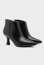 Bottines Pointues Effet Croco Verni | L'Allure Fatale