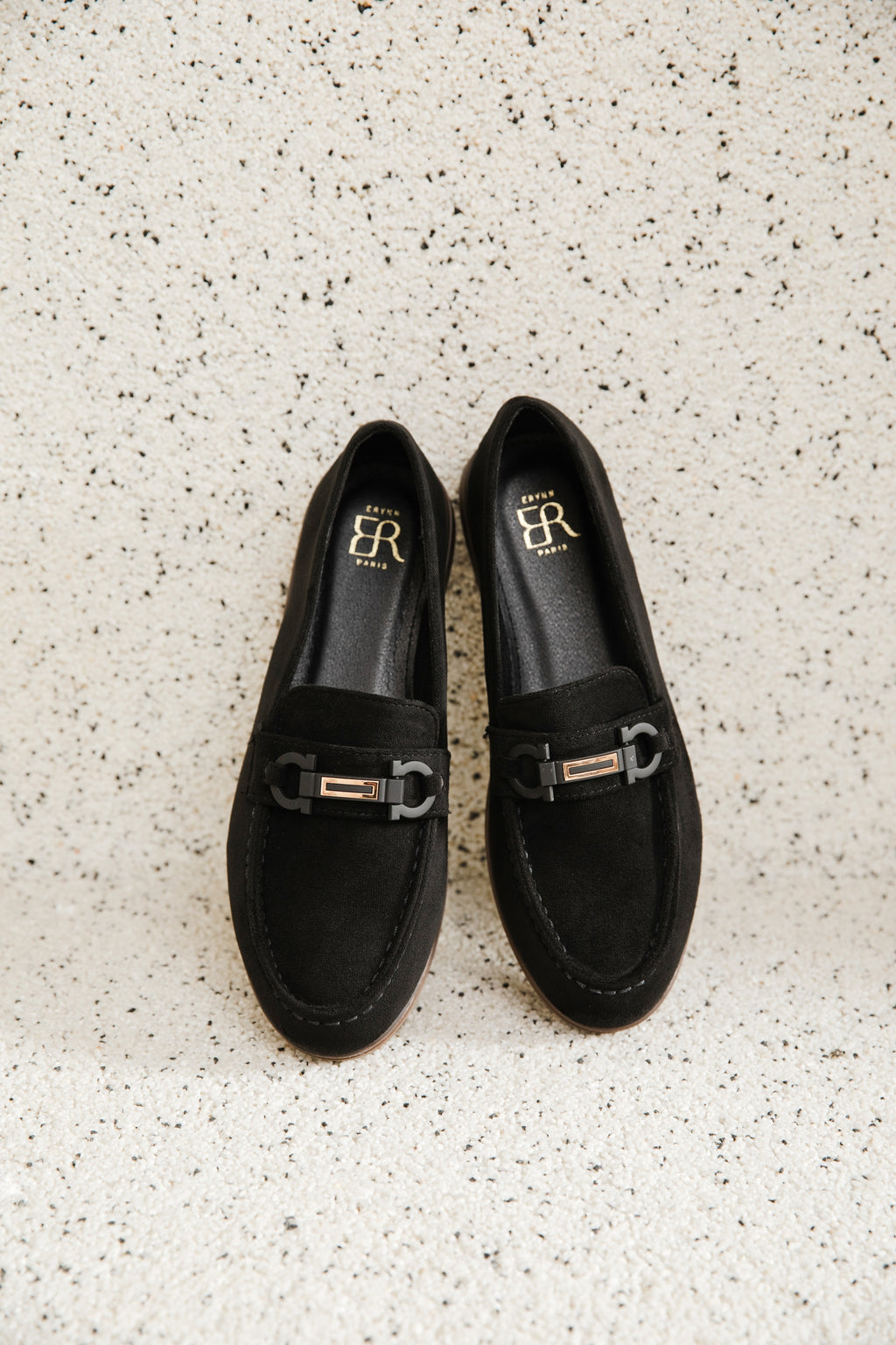 Mocassins en Daim Noir avec Détail Mors - Élégance Décontractée