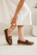 Mocassins en Daim Marron avec Détail Mors - Élégance Décontractée
