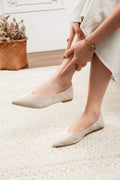 Ballerines Pointues en Daim Beige – Élégance Minimaliste