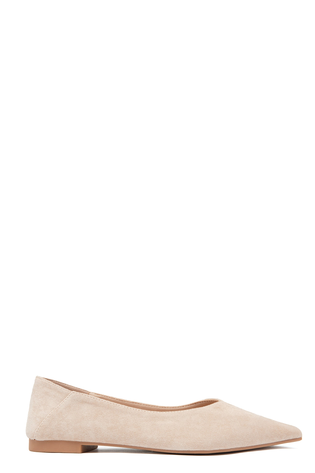 Ballerines Pointues en Daim Beige – Élégance Minimaliste