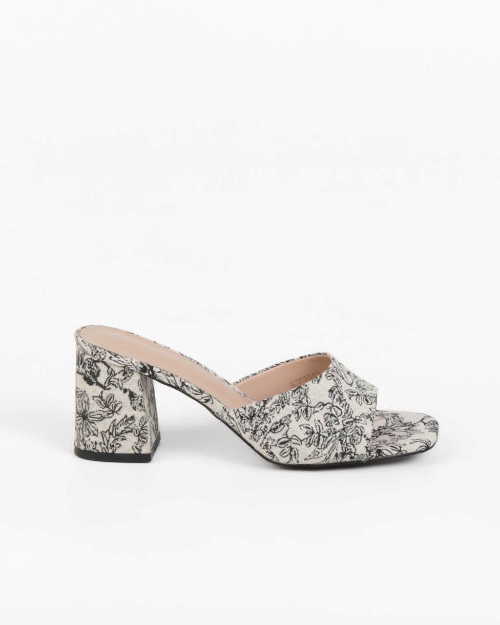 Mules à Talon Bloc et Imprimé Floral Graphique