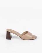 Mules Minimalistes Nude à Talon Bloc