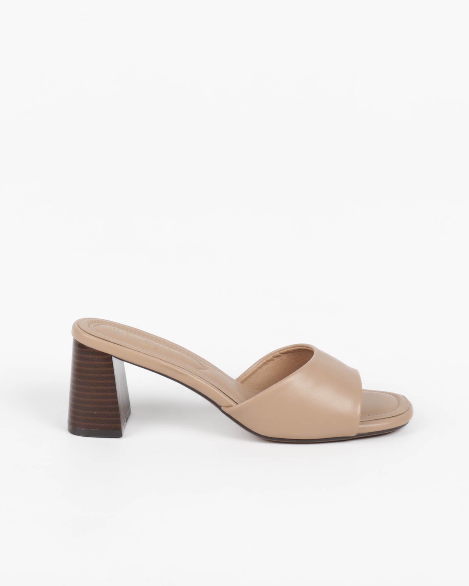 Mules Minimalistes Nude à Talon Bloc