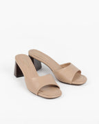 Mules Minimalistes Nude à Talon Bloc