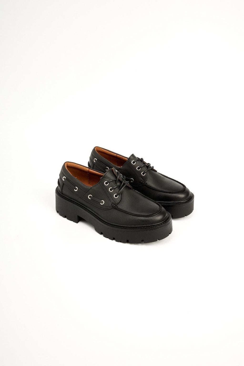 Mocassins Bateau Noirs à Semelle Crantée | Le Style Chunky