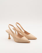 Escarpins Slingback Beige à Talon Bobine – Chic & Confort
