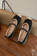 Ballerines Espadrilles Mary Jane en Raphia Tressé