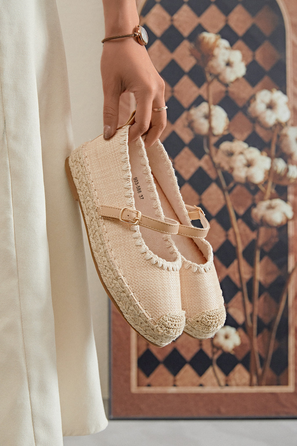 Ballerines Espadrilles Mary Jane en Raphia Tressé