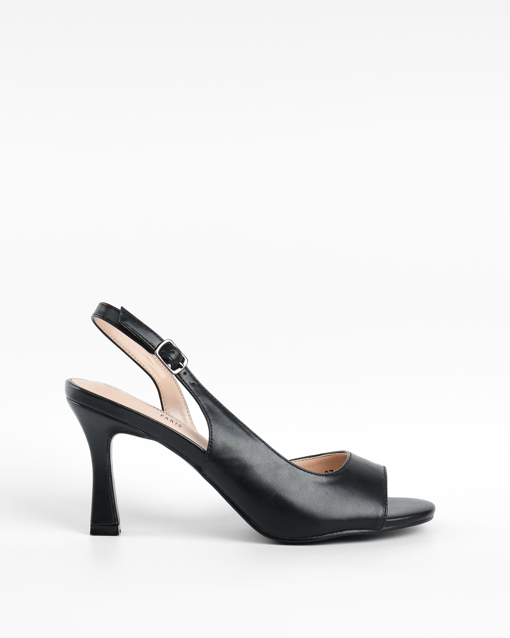 Escarpins Slingback à Bout Ouvert et Talon Bobine - Noir Classique