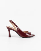 Escarpins Slingback à Bout Ouvert et Talon Bobine - Bordeaux Classique