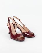 Escarpins Slingback à Bout Ouvert et Talon Bobine - Bordeaux Classique