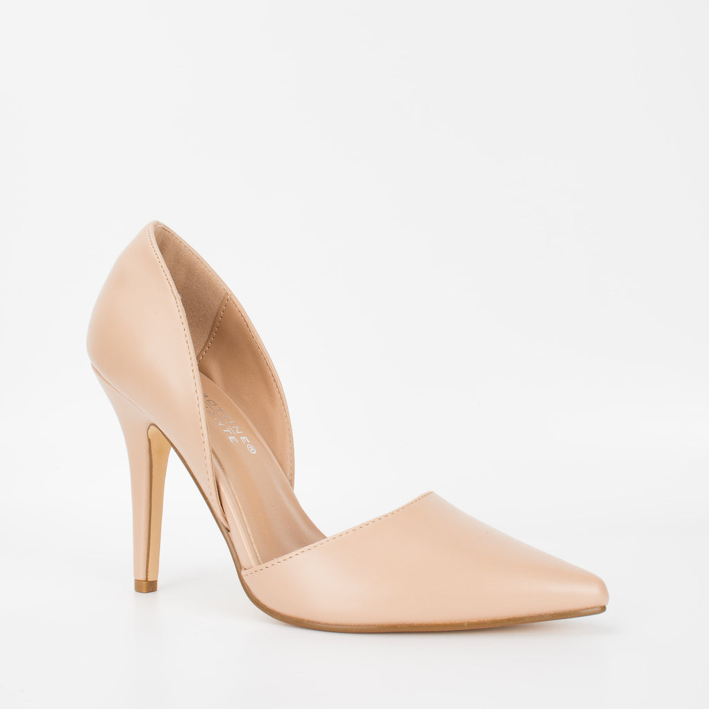 Escarpins D'Orsay à Bout Pointu - Beige Nude Classique