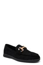 Mocassins Élégants en Suédine Noire avec Boucle Dorée