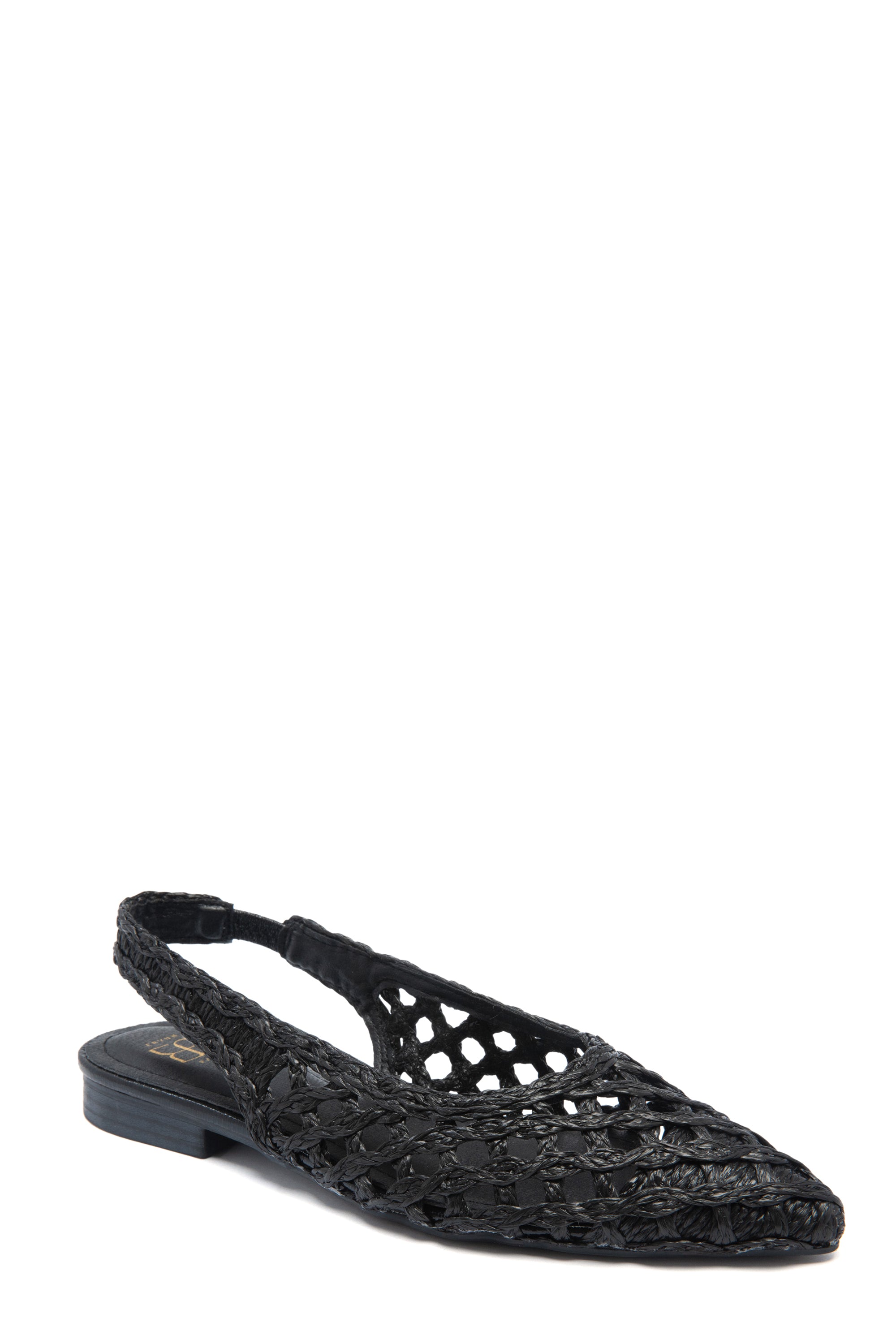 Ballerines Slingback en Raphia Tressé Noir