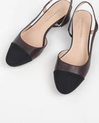 Slingbacks Marron à Talon Bloc et Bout Contrasté