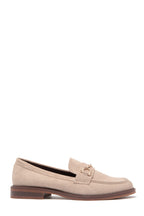 Mocassins en suédine beige chocolat avec mors doré