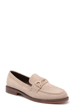 Mocassins en suédine beige chocolat avec mors doré