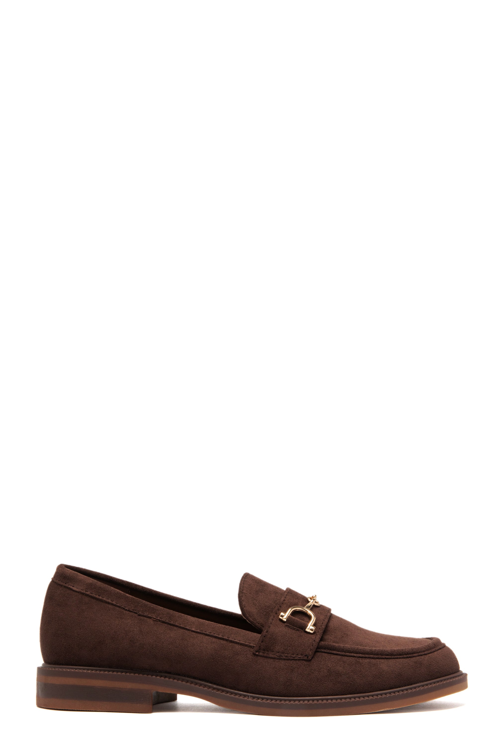 Mocassins en suédine marron chocolat avec mors doré