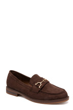 Mocassins en suédine marron chocolat avec mors doré