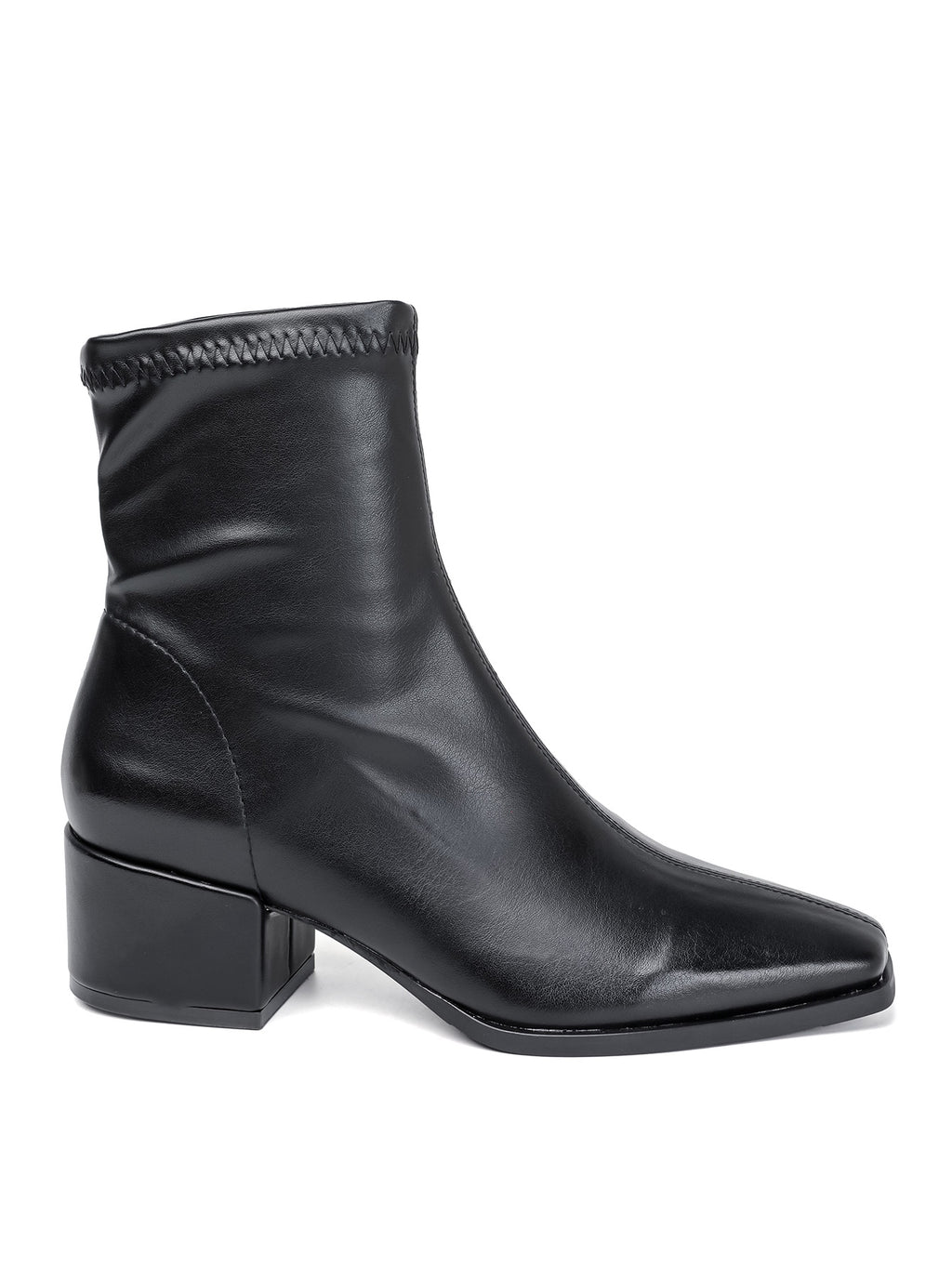 Bottines Noir à Talon Carré et Bout Carré – Style Rétro Moderne