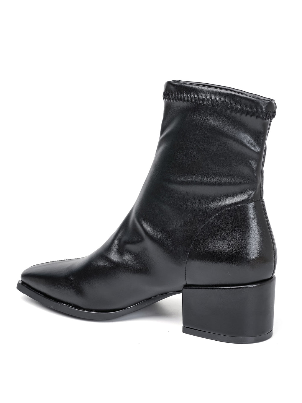 Bottines Noir à Talon Carré et Bout Carré – Style Rétro Moderne