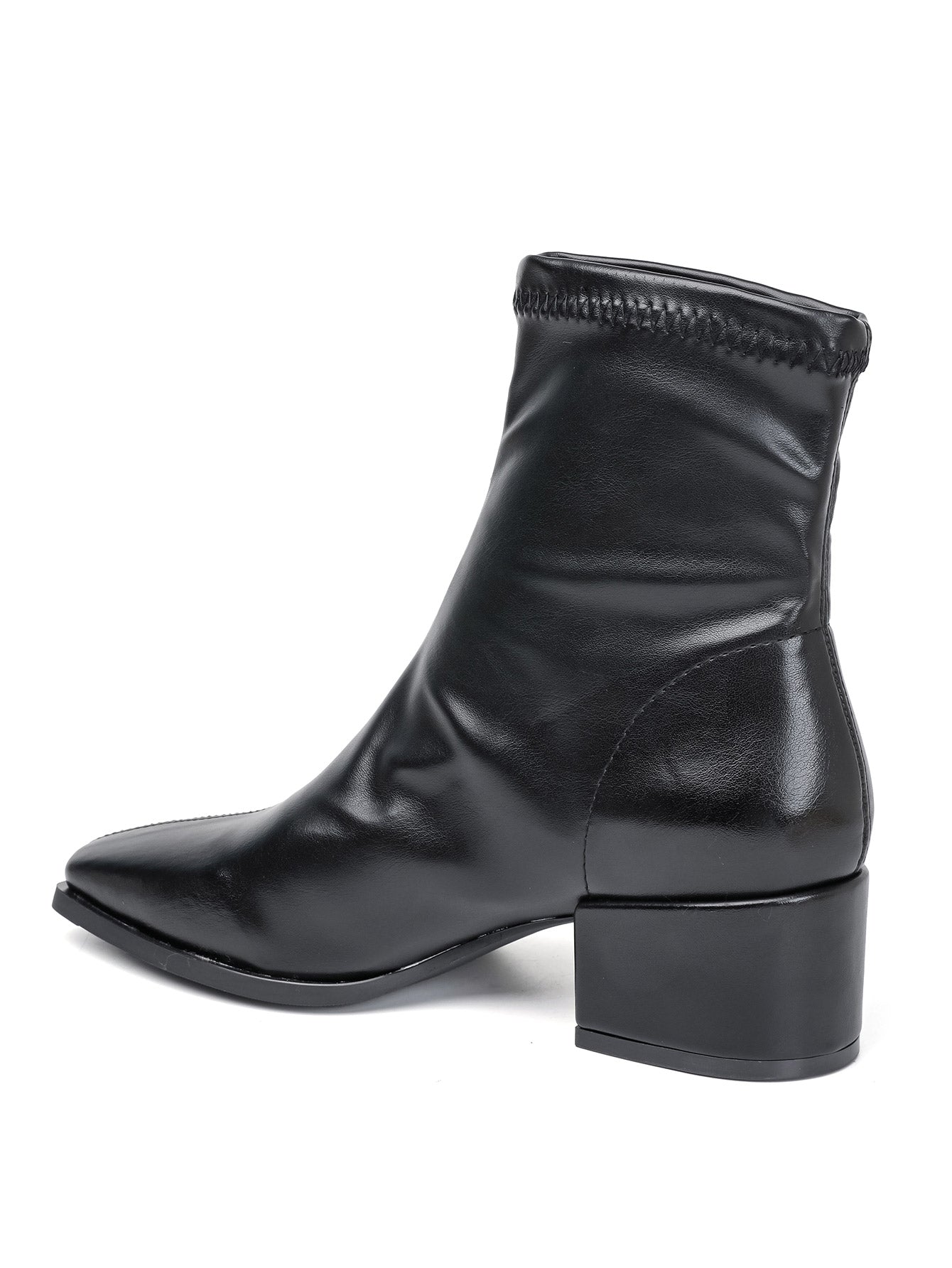 Bottines Noir à Talon Carré et Bout Carré – Style Rétro Moderne