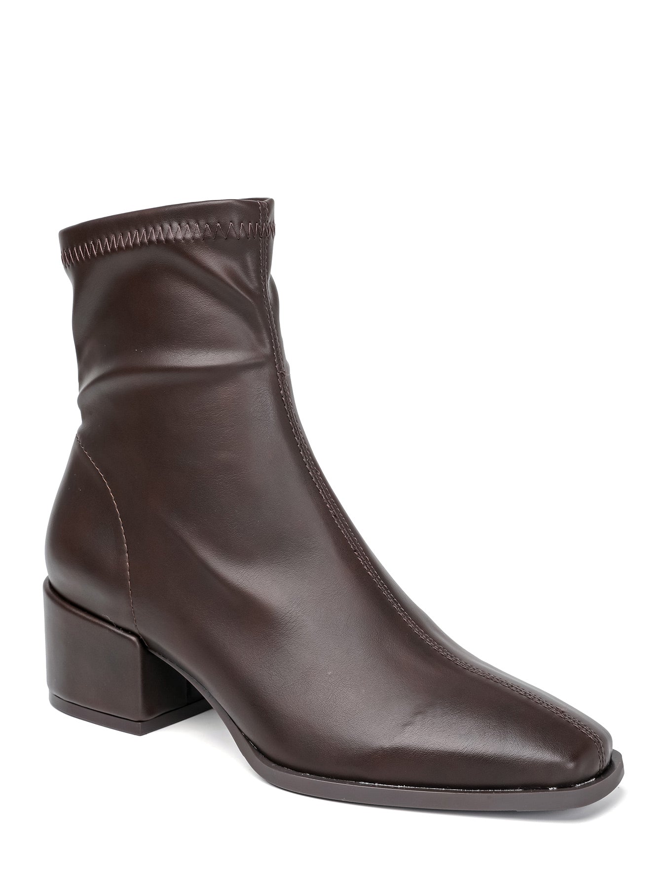 Bottines Marron à Talon Carré et Bout Carré – Style Rétro Moderne