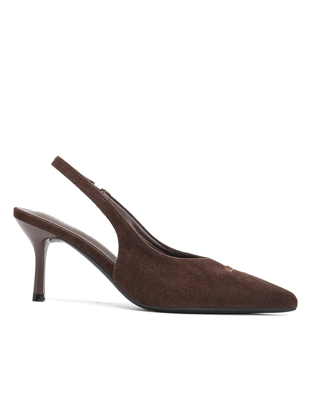 Escarpins Slingback en Suédine Marron à Bout Pointu et Talon Aiguille