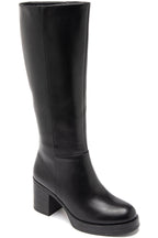 Bottes Hautes Noires à Talon Carré et Semelle Crantée