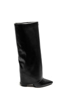Bottes Hautes à Revers Sculptural Noir – Bout Pointu