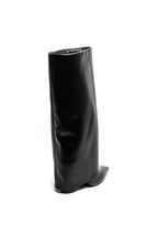 Bottes Hautes à Revers Sculptural Noir – Bout Pointu