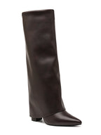 Bottes Hautes à Revers Sculptural Marron – Bout Pointu