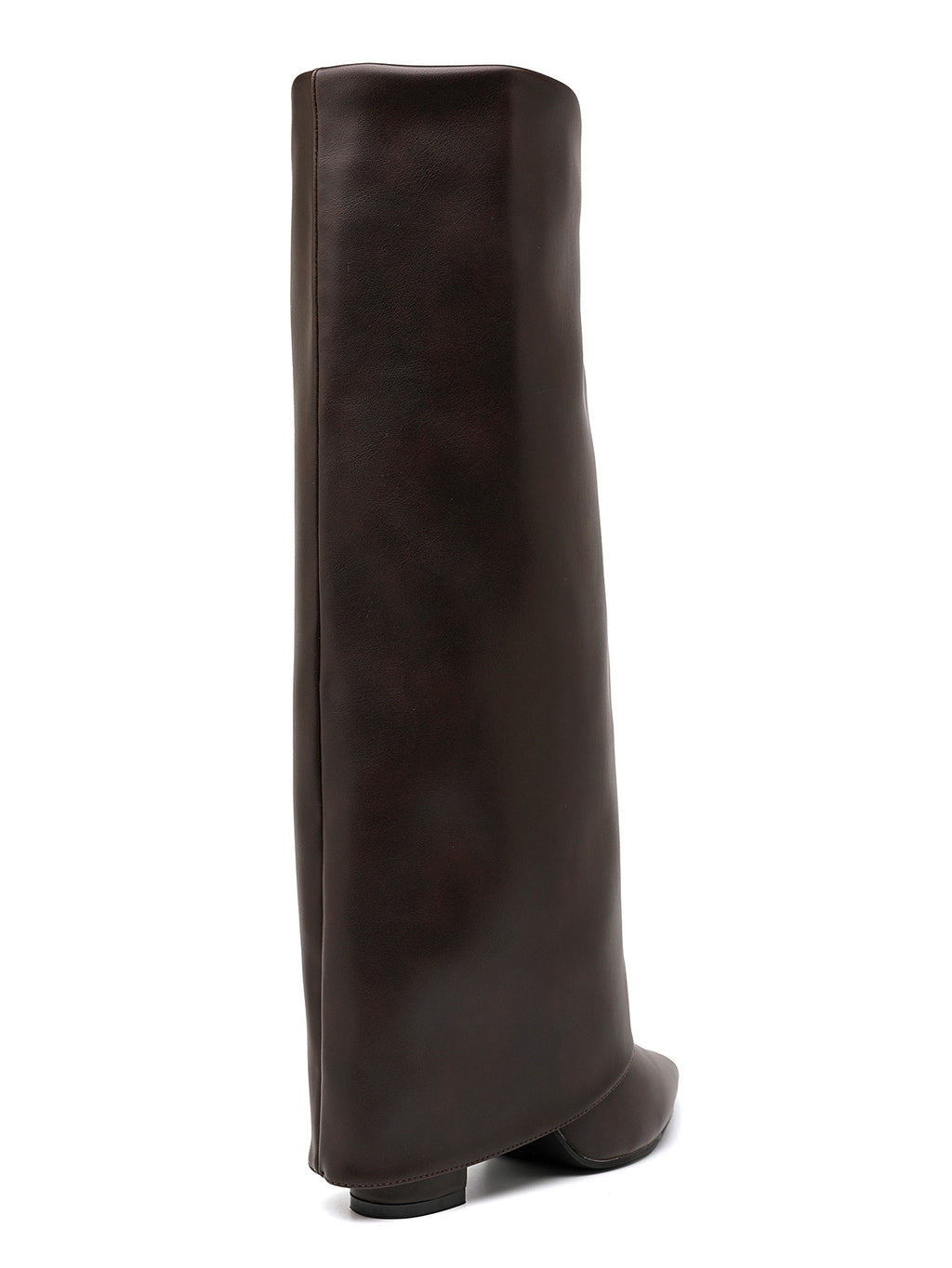 Bottes Hautes à Revers Sculptural Marron – Bout Pointu